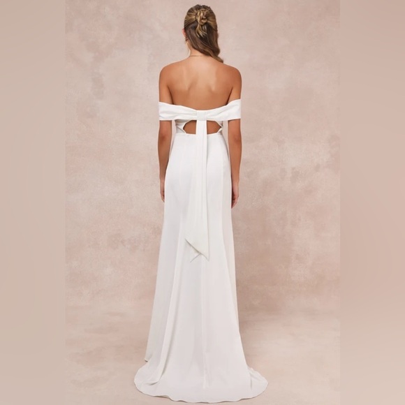 Lulus Dose of Love Satin Off-The-Shoulder Mermaid Maxi Dress, SIZE SMALL - Picture 3 of 7